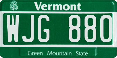 VT license plate WJG880