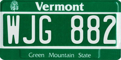 VT license plate WJG882