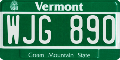 VT license plate WJG890
