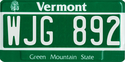 VT license plate WJG892