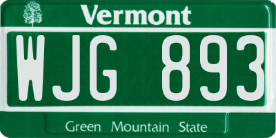 VT license plate WJG893