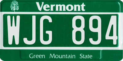 VT license plate WJG894