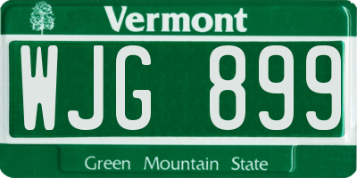 VT license plate WJG899