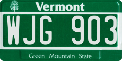 VT license plate WJG903