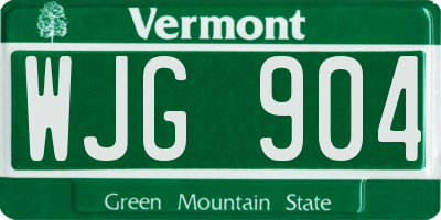 VT license plate WJG904