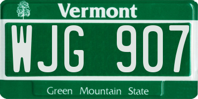 VT license plate WJG907