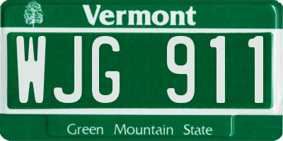 VT license plate WJG911