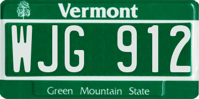 VT license plate WJG912