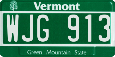 VT license plate WJG913