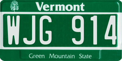 VT license plate WJG914