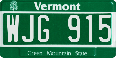 VT license plate WJG915