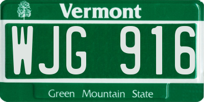 VT license plate WJG916
