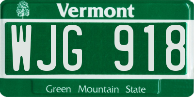 VT license plate WJG918