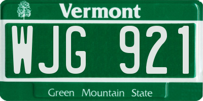 VT license plate WJG921