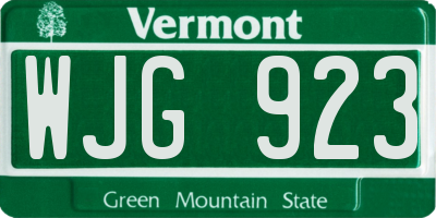 VT license plate WJG923