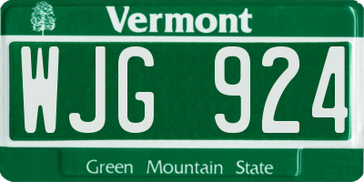 VT license plate WJG924