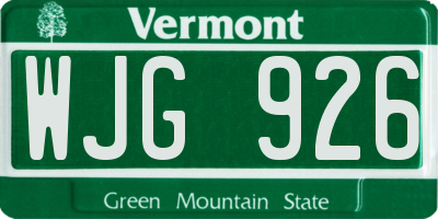 VT license plate WJG926