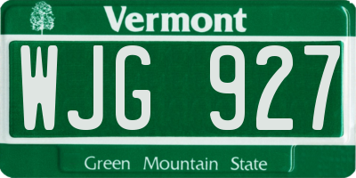 VT license plate WJG927