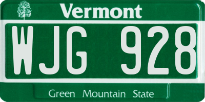 VT license plate WJG928