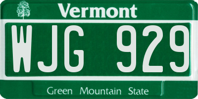 VT license plate WJG929