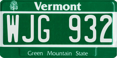 VT license plate WJG932