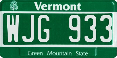 VT license plate WJG933