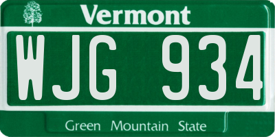 VT license plate WJG934