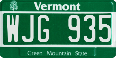 VT license plate WJG935