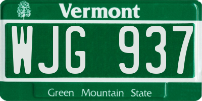 VT license plate WJG937