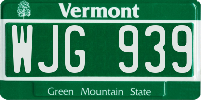 VT license plate WJG939