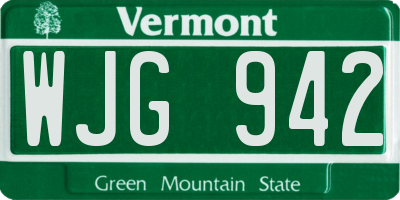 VT license plate WJG942