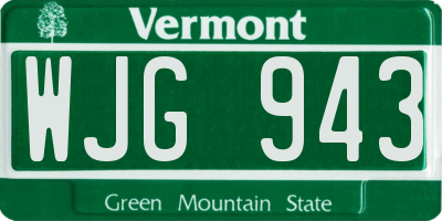 VT license plate WJG943
