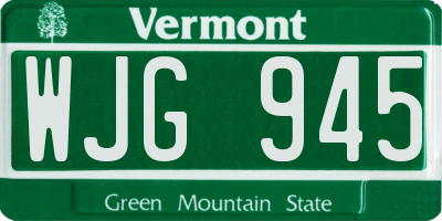 VT license plate WJG945