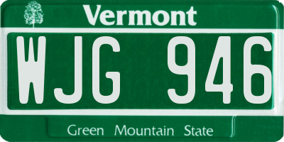 VT license plate WJG946
