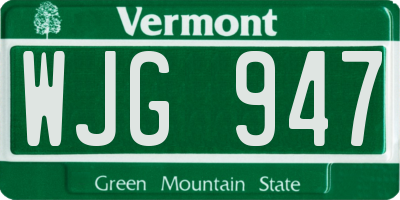 VT license plate WJG947