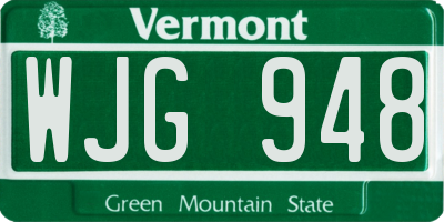 VT license plate WJG948