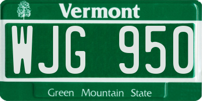 VT license plate WJG950
