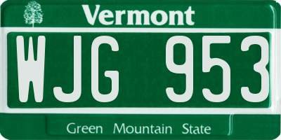 VT license plate WJG953