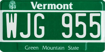 VT license plate WJG955