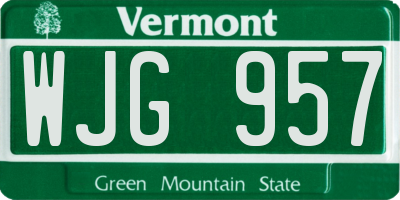 VT license plate WJG957