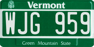 VT license plate WJG959