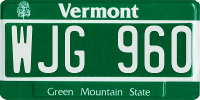 VT license plate WJG960