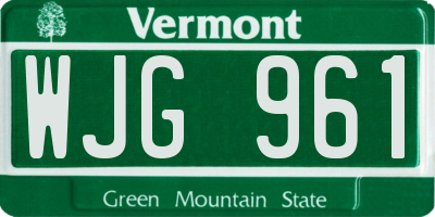 VT license plate WJG961