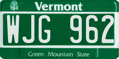 VT license plate WJG962