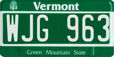 VT license plate WJG963