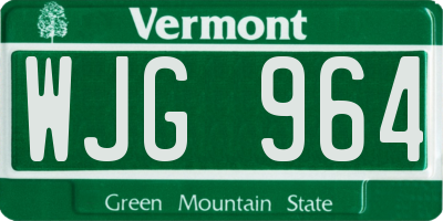 VT license plate WJG964
