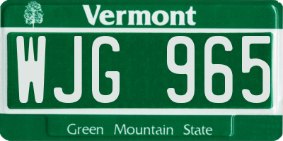 VT license plate WJG965
