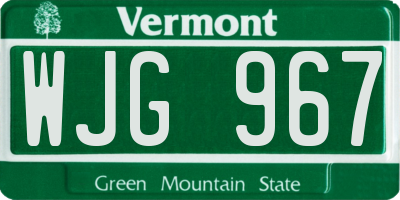 VT license plate WJG967