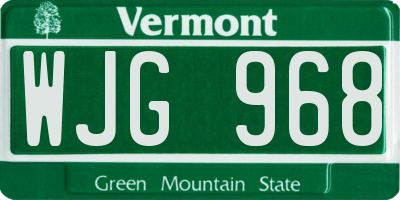 VT license plate WJG968