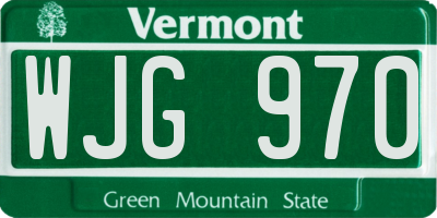 VT license plate WJG970